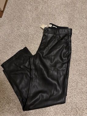 Abercrombie & Fitch Black Wide-Leg Faux Leather Pants